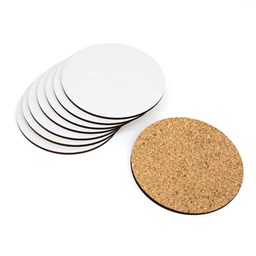 Toon details voor Subli Onderzetter Rond 9,6 cm. - hardboard met kurk Afbeelding van Subli Onderzetter Rond 9,6 cm. - hardboard met kurk