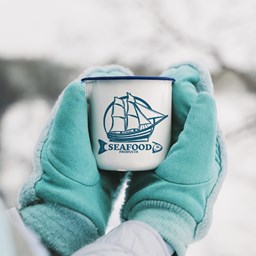 Toon details voor Subli Emaille Mug 300 ml. - wit / blauw Afbeelding van Subli Emaille Mug 300 ml. - wit / blauw