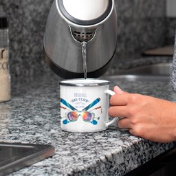 Toon details voor Subli Emaille Mug 300 ml. - wit / zilver Afbeelding van Subli Emaille Mug 300 ml. - wit / zilver