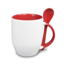 Toon details voor Subli Spoon Mug Rood - beker 330 ml. + lepel Afbeelding van Subli Spoon Mug Rood - beker 330 ml. + lepel