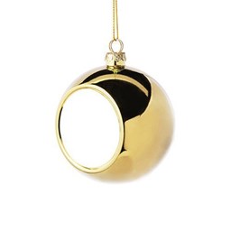 Toon details voor Kerstbal 8 cm. goud - incl. sublimatieplaatje 5 cm. rond Afbeelding van Kerstbal 8 cm. goud - incl. sublimatieplaatje 5 cm. rond