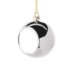 Toon details voor Kerstbal 8 cm. zilver - incl. sublimatieplaatje 5 cm. rond Afbeelding van Kerstbal 8 cm. zilver - incl. sublimatieplaatje 5 cm. rond